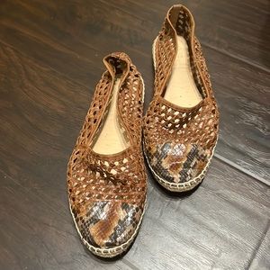 Alexandre Birman brown leather animal print espadrille flat